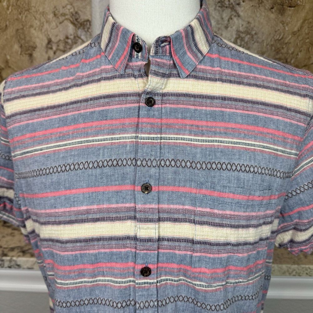 CIVIL SOCIETY‎ Shirt Men's XL Short Sleeve Multicolored Button Up Linen Blend